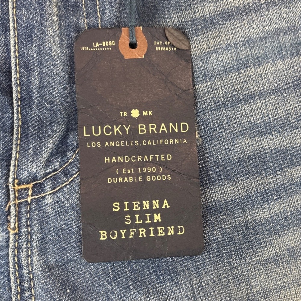 Lucky Brand Sienna Slim Boyfriend Jeans Distressed Raw Hem Blue Denim 14/32 NEW - Picture 3 of 8
